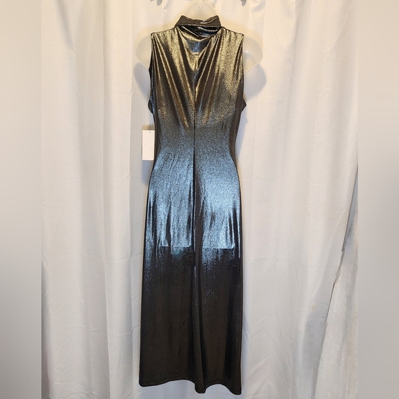 Harper Rose Formal Silver Sleeveless Mocked Neck Sheath Midi Dress Size 6 - Picture 6 of 8